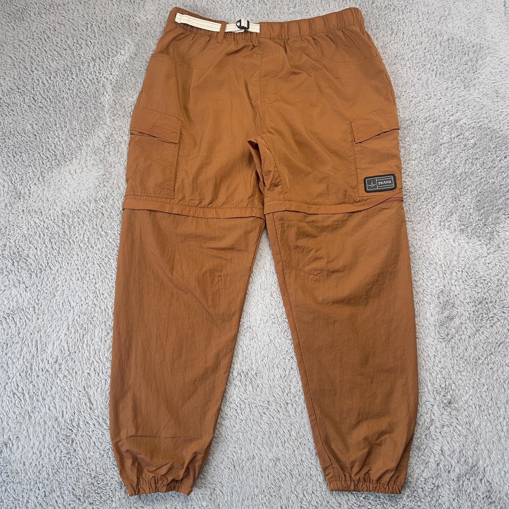 PrAna Convertible Cargo Pants Mens 2XL Orange 90s Gorpcore Windbreaker Relaxed